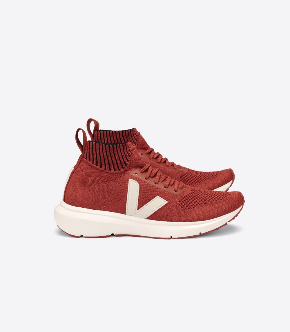 Veja Sneakers Mens - V-knit X Rick Owens Mid - Red - 3974NPVSE